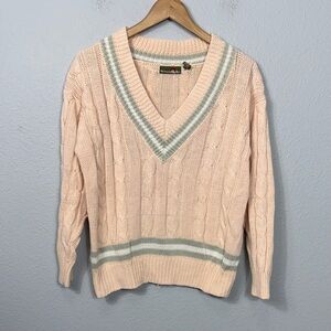 Vintage Outback Red Women's Peach Cable-Knit V-Neck Sweater